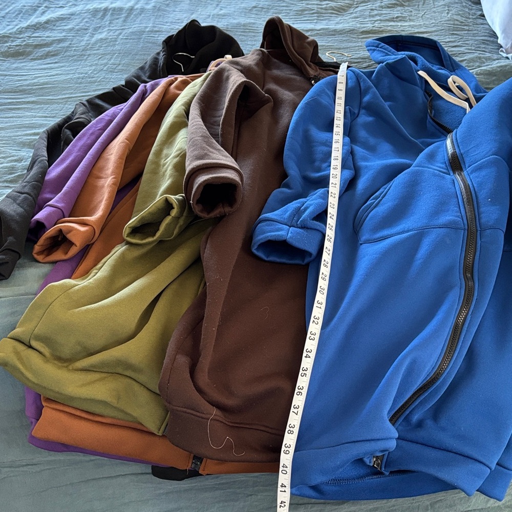 Lot of SIX soft long hoodies. Colorful Hoodie Collection. Fit Small